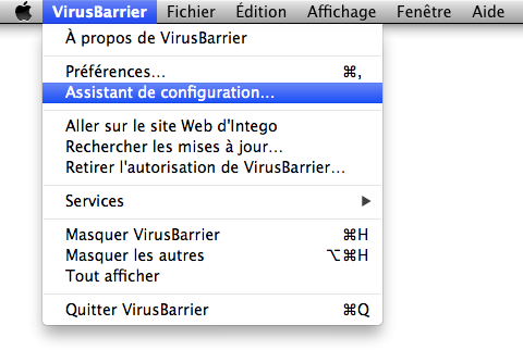 VirusBarrier > Assistant de configuration…