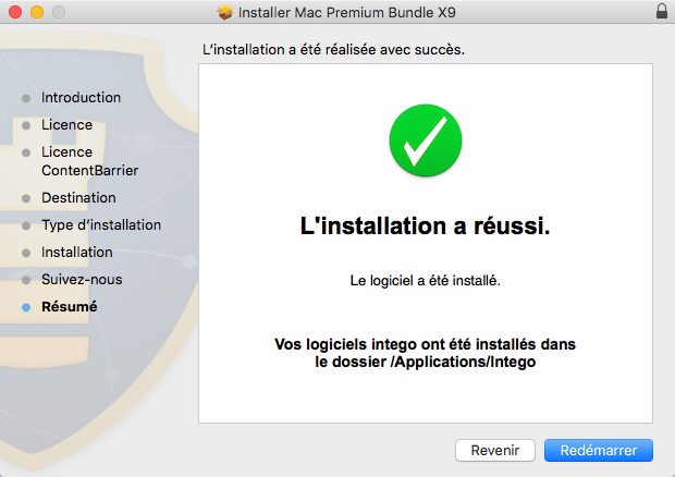 Mac Premium Bundle X9 - L'installation a réussi