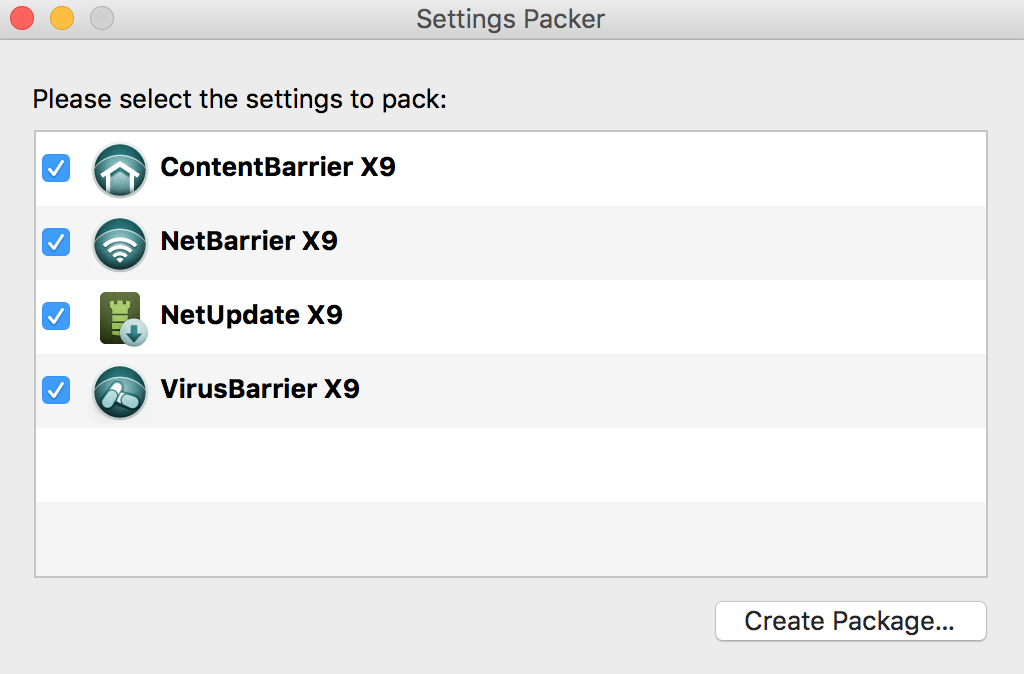 Settings Packer > Create Package