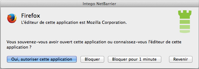 Alerte NetBarrier - Firefox