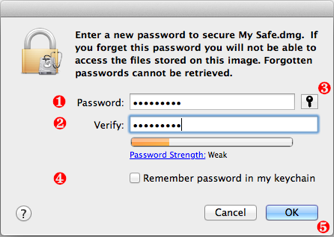 Enter a new password to secure My safe.dmg.