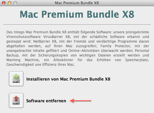 Mac Premium Bundle X8 entfernen