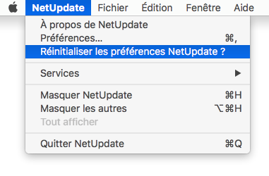 NetUpdate > Réinitialiser les préférences NetUpdate ?