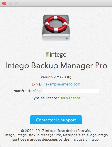 À propos de Intego Backup Manager Pro >  Version 2.2 > sous licence