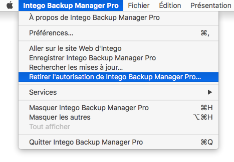 Intego Backup Manager Pro > Retirer l'autorisation de Intego Backup Manager Pro…