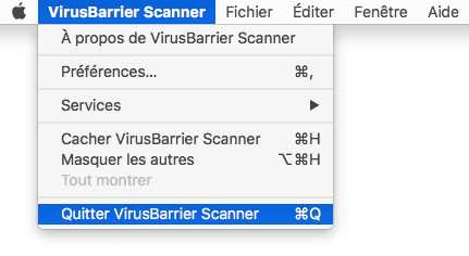 VirusBarrier Scanner > Quitter VirusBarrier Scanner
