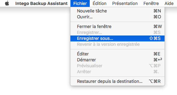Menu Fichier > Enregistrer sous…