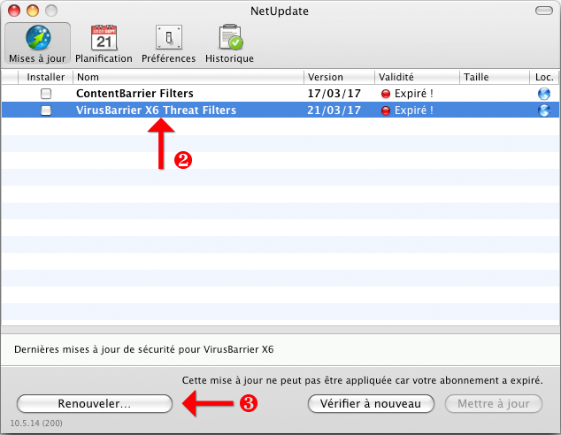 NetUpdate 10.5 > Renouveler…