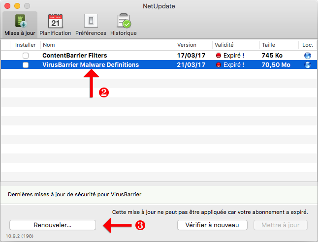 NetUpdate 10.9 > Renouveler…