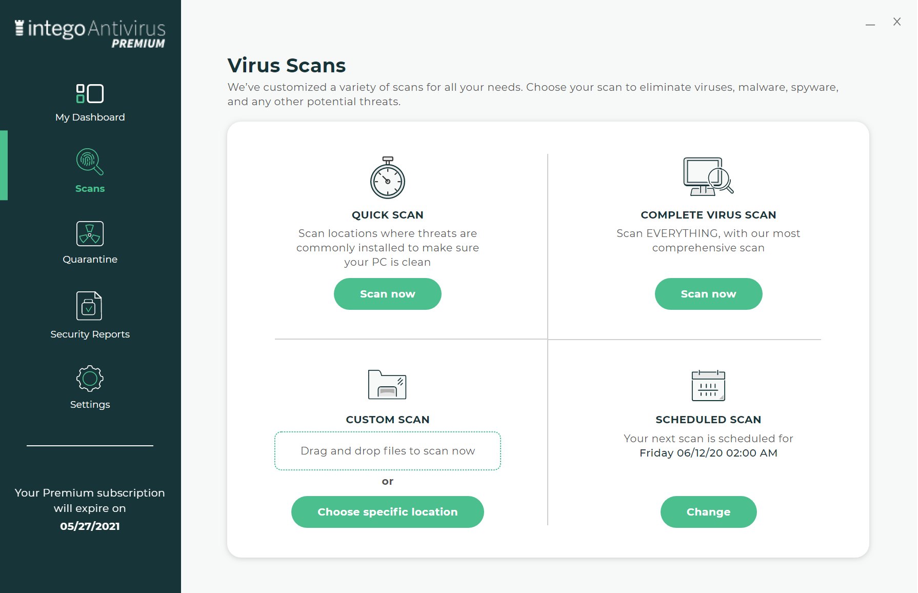 Illustration of all the various scan options