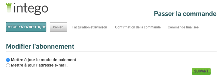 Détail de l'abonnement - Passer la commande - Modifier l'abonnement