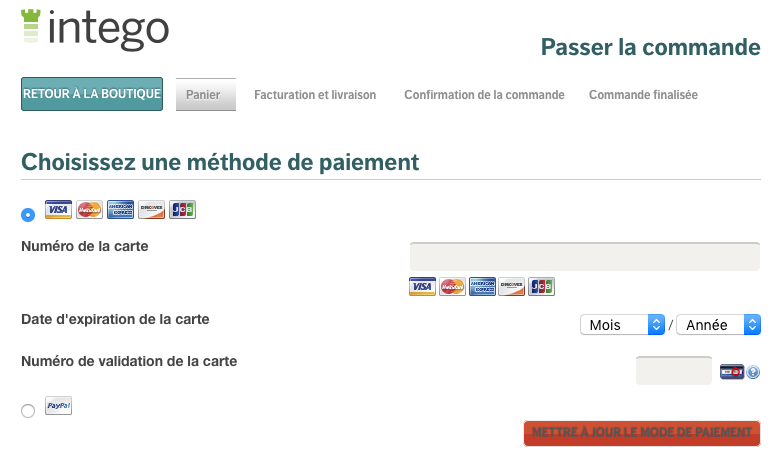 Détail de l'abonnement - Passer la commande - Choisissez une méthode de paiement
