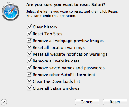 reset safari on ipad