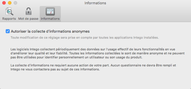 Menu ContentBarrier > Préférences > Informations