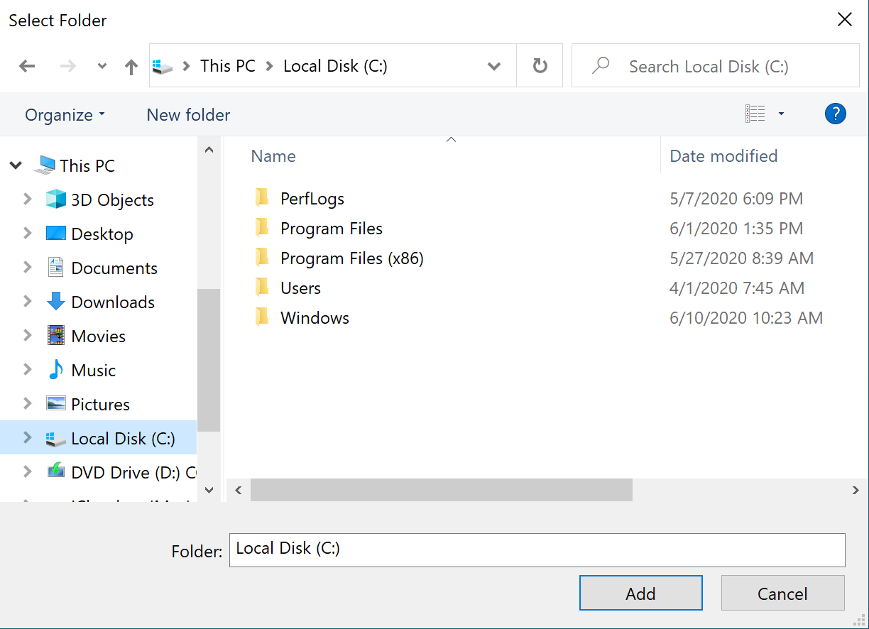 Illustration for adding files to scan using their path location