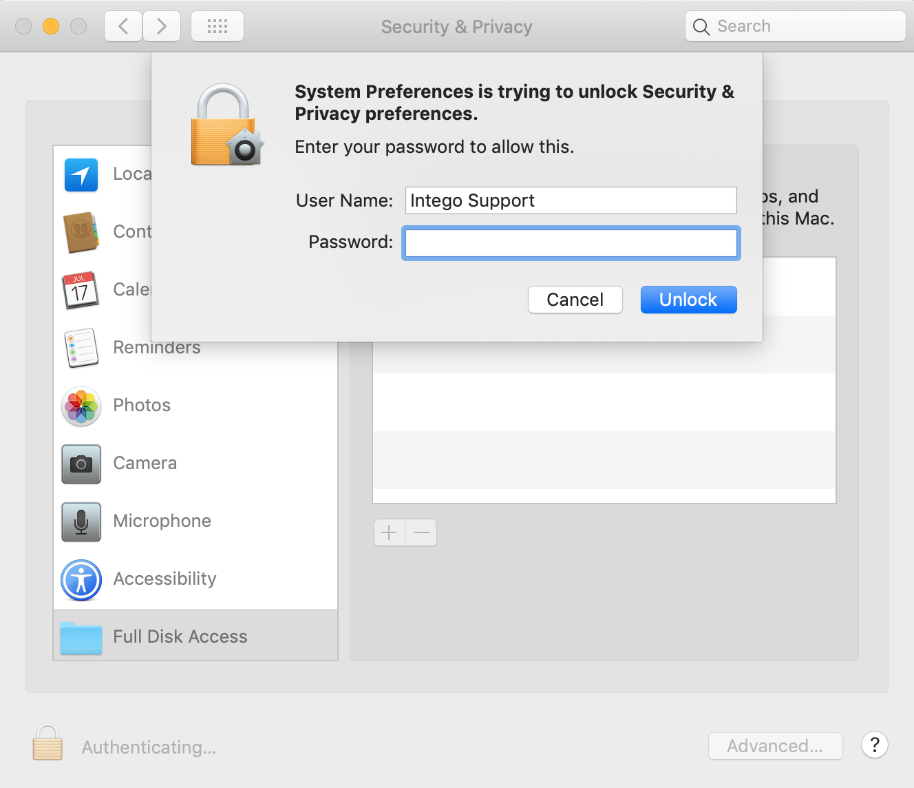 macos administrator password