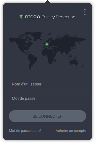 Intego Privacy Protection : Nom d'utilisateur / Mot de passe > Se connecter