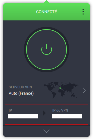 Affichage par défaut > IP & IP du VPN - Connecté