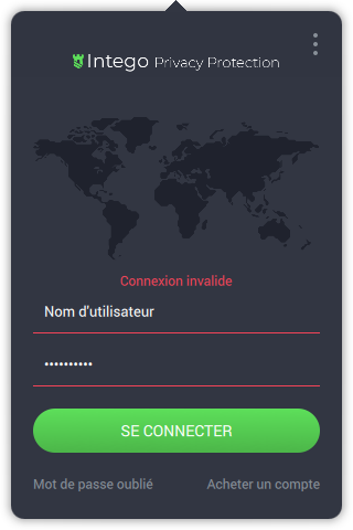 Intego Privacy Protection - Connexion invalide